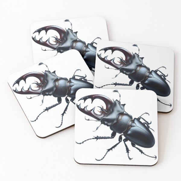 Item preview, A stag beetle with large, antler-like mandibles is depicted in a detailed illustration against a white background designed and sold by homydesign.
