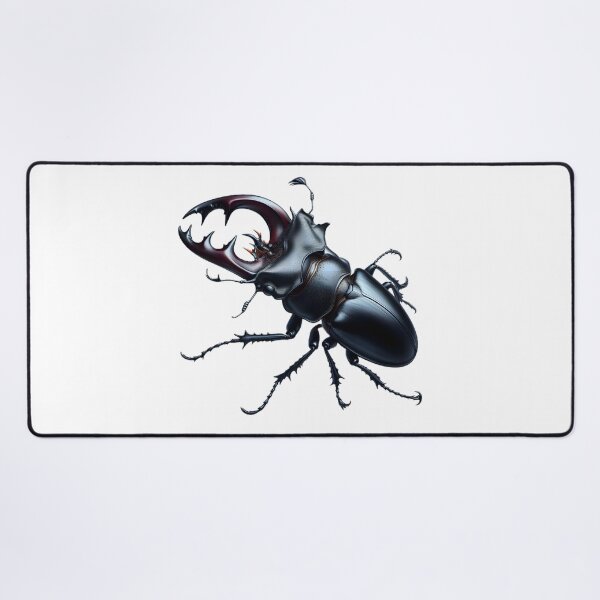 Item preview, A stag beetle with large, antler-like mandibles is depicted in a detailed illustration against a white background designed and sold by homydesign.