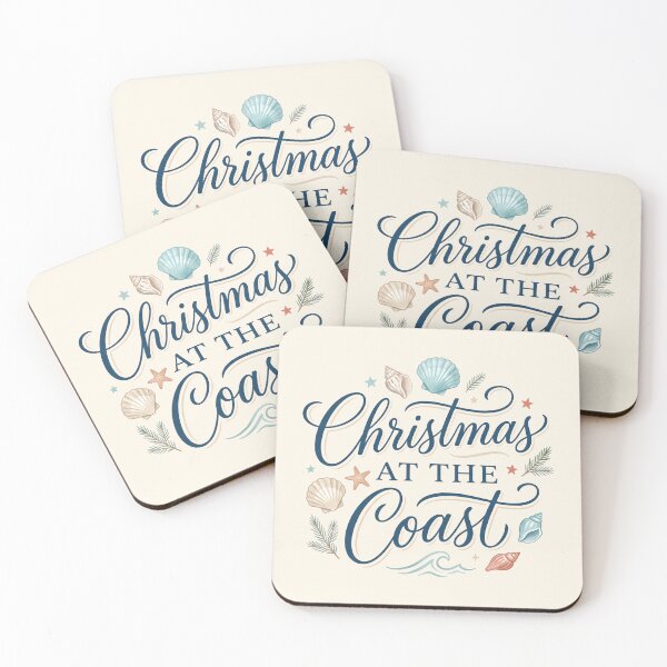 Item preview, Christmas at the Coast – Coastal Christmas Typography Beach Holiday Design designed and sold by Sea Gem.