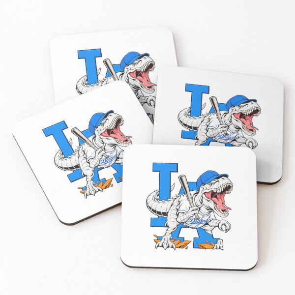 Item preview, TRex Baseball Batter Dinosaur Mascot Blue Graphic Art designed and sold by EdenChampl.