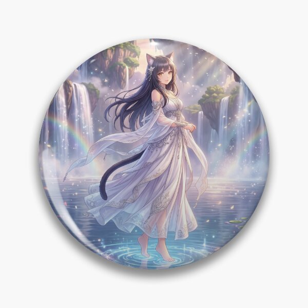Item preview, Cat woman Anime Style in Magical Waterfall City designed and sold by Prestons Corner.