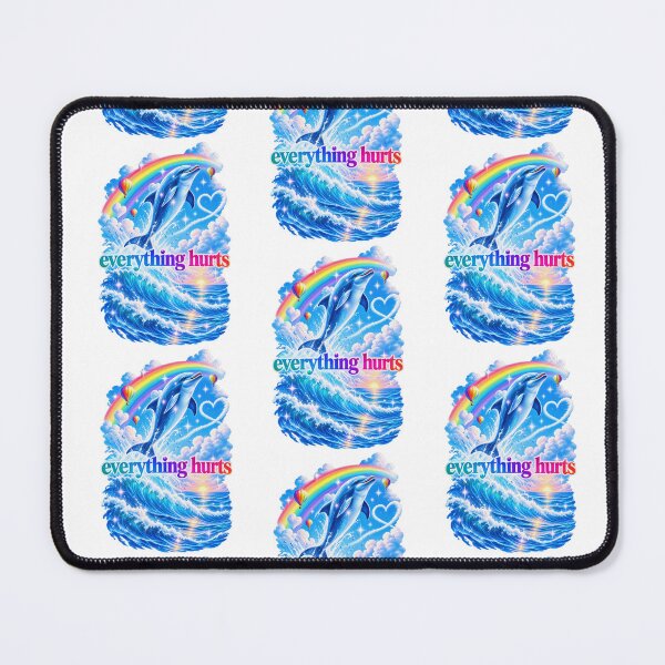 Item preview, Everything Hurts Rainbow Dolphin Retro Sarcastic Meme Humor designed and sold by LiverEver.