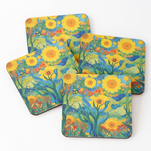 Item preview, Sunflowers in Motion in a Swirling Golden Garden designed and sold by tambanow.