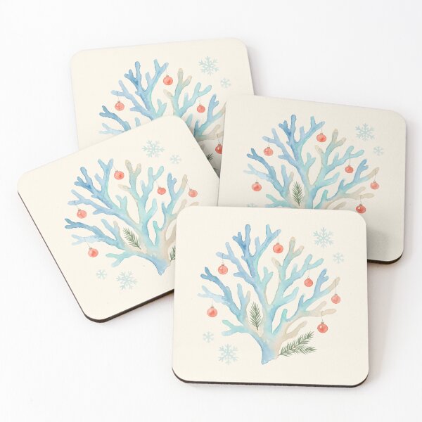 Item preview, Christmas Coral with Festive Ornaments – Coastal Ocean Holiday Design designed and sold by Sea Gem.