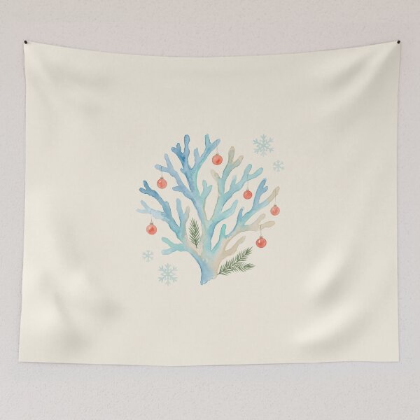Item preview, Christmas Coral with Festive Ornaments – Coastal Ocean Holiday Design designed and sold by Sea Gem.