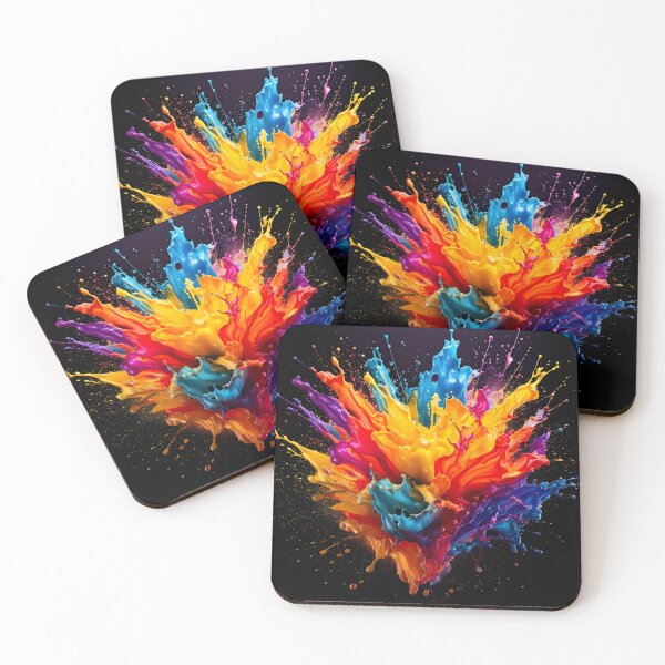 Item preview, A vibrant explosion of colorful paints against a dark background, creating a dynamic abstract form with splatters and a sense of movement designed and sold by homydesign.