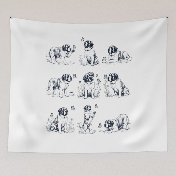 Item preview, Vintage Saint Bernard with Butterfly Flower Dog Lover designed and sold by dian-rody-crest.