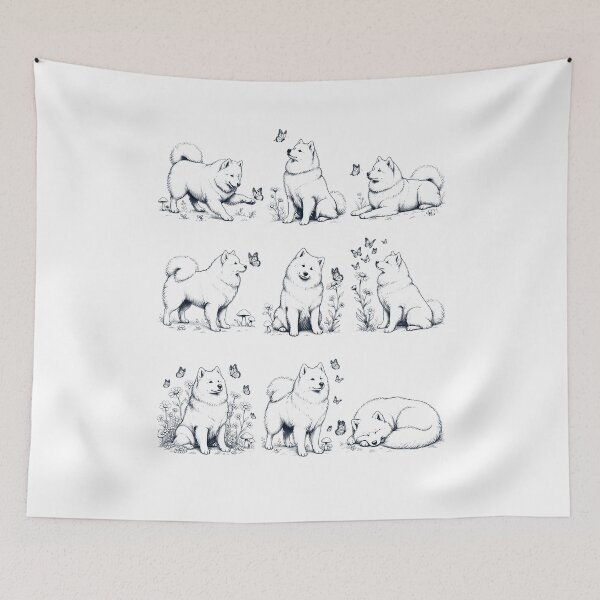 Item preview, Vintage Samoyed with Butterfly Flower Dog Lover designed and sold by dian-rody-crest.