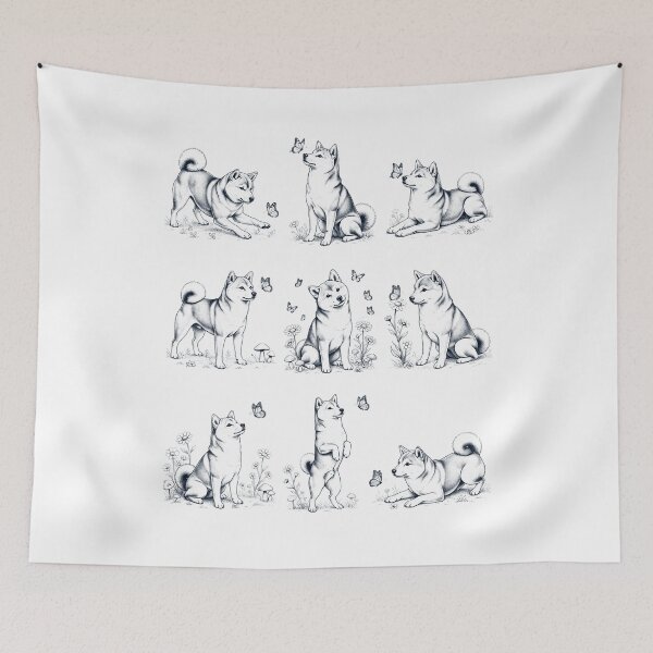 Item preview, Vintage Shiba Inu with Butterfly Flower Dog Lover designed and sold by dian-rody-crest.