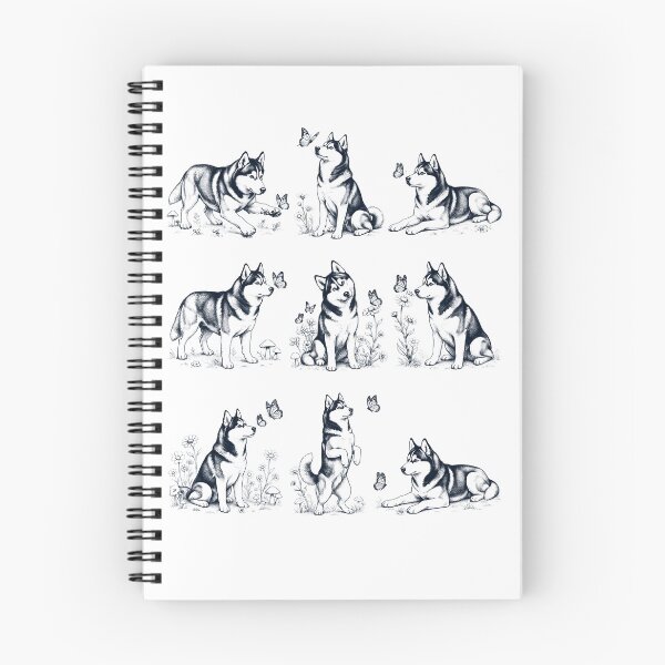 Item preview, Vintage Siberian Husky with Butterfly Flower Dog Lover designed and sold by dian-rody-crest.