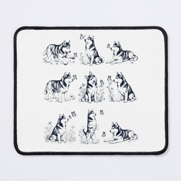 Item preview, Vintage Siberian Husky with Butterfly Flower Dog Lover designed and sold by dian-rody-crest.