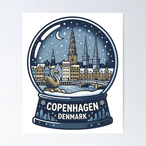 Item preview, Vintage Copenhagen Snow Globe Travel Badge designed and sold by k3rstman1.