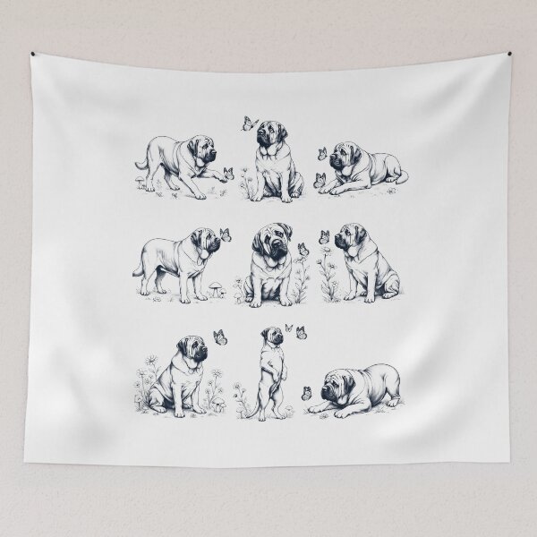 Item preview, Vintage Spanish Mastiff with Butterfly Flower Dog Lover designed and sold by dian-rody-crest.