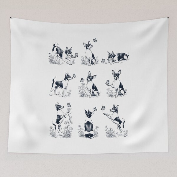 Item preview, Vintage Toy Fox Terrier with Butterfly Flower Dog Lover designed and sold by dian-rody-crest.