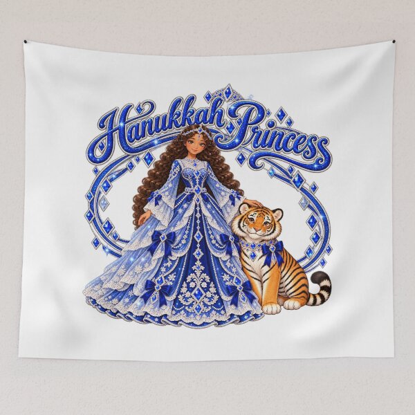 Item preview, Silver and Navy with Tiger Hanukkah Princess designed and sold by meganlaub1.