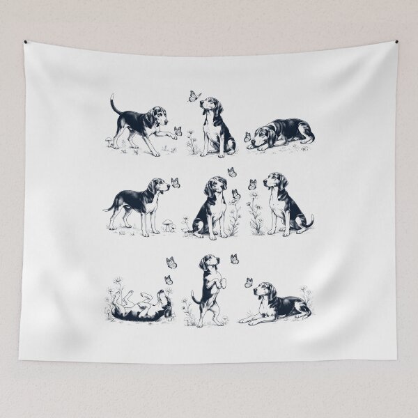 Item preview, Vintage Treeing Walker Coonhound with Butterfly Flower Dog Lover designed and sold by dian-rody-crest.