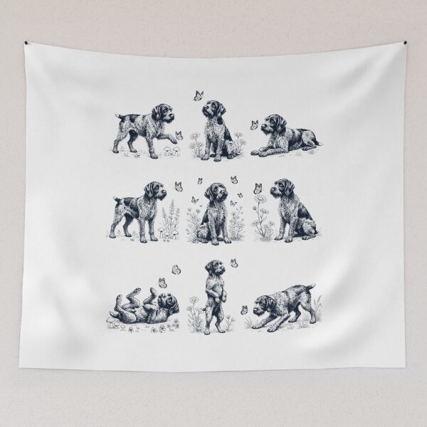 Item preview, Vintage Wirehaired Pointing Griffon with Butterfly Flower Dog Lover designed and sold by dian-rody-crest.