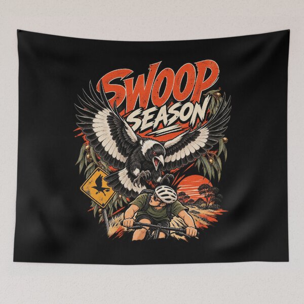 Item preview, Swoop Season – Funny Australian Magpie Attack Retro Cycling Design designed and sold by dhmnee.