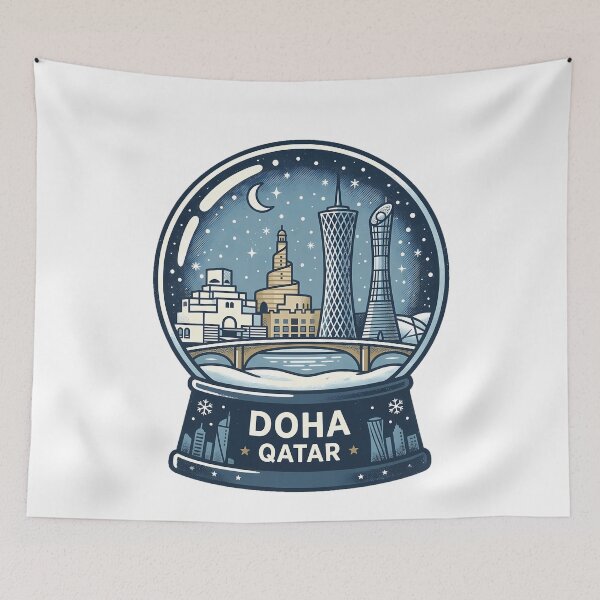 Item preview, Vintage Doha Snow Globe Travel Badge designed and sold by k3rstman1.