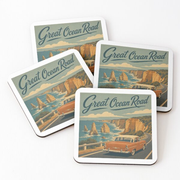 Item preview, Great Ocean Road Australia Vintage Travel Poster designed and sold by Automotive Art by Greg.
