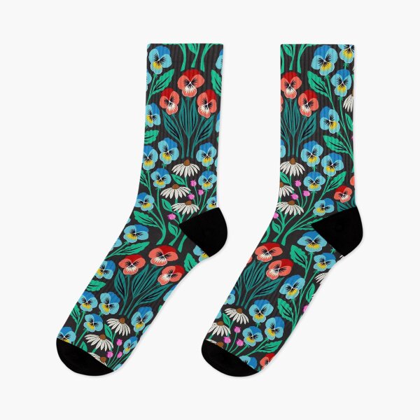 Item preview, Pansy flower meadow in blue and red designed and sold by Jennifer Ladd.