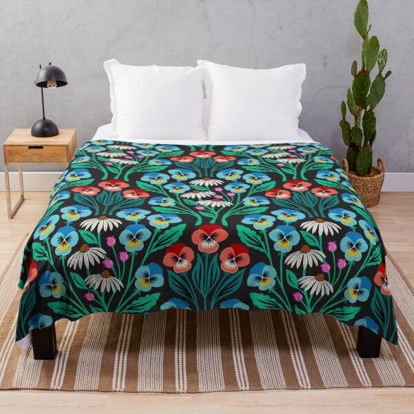 Item preview, Pansy flower meadow in blue and red designed and sold by Jennifer Ladd.