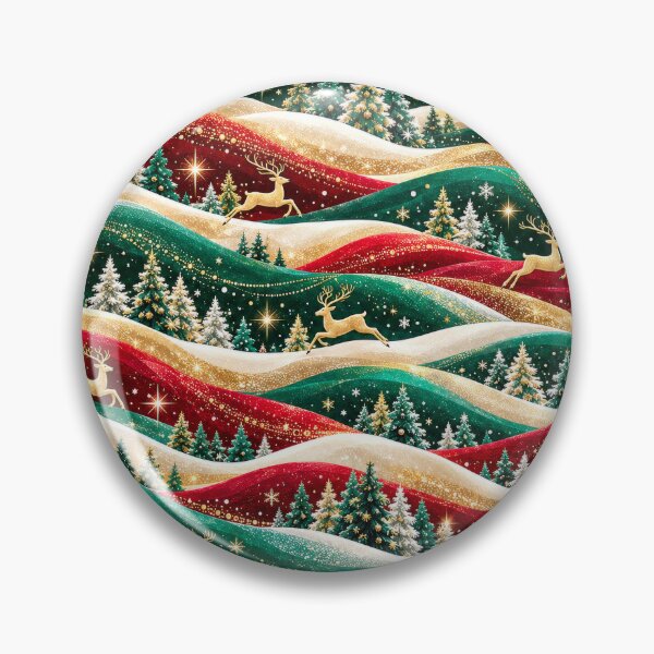Item preview, Golden Reindeer Winter Forest Holiday Waves Pattern designed and sold by Panadis.