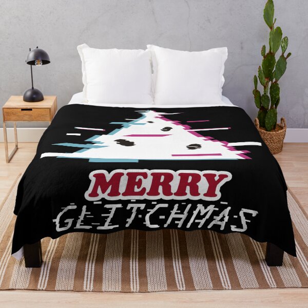 Item preview, White Christmas tree with a blue and pink glitch effect. designed and sold by samuzai.
