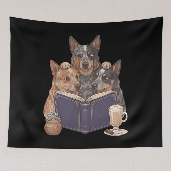 Item preview, Vintage Australian Cattle Dog Reading Book Funny Dog Lover designed and sold by dian-rody-crest.