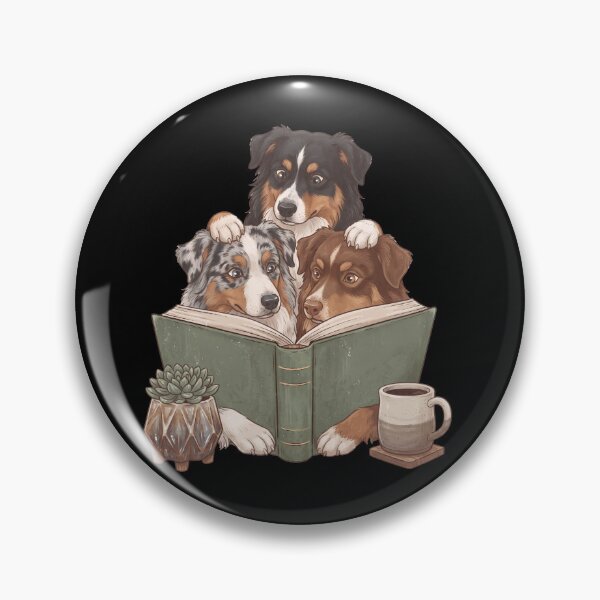 Item preview, Vintage Australian Shepherd Reading Book Funny Dog Lover designed and sold by dian-rody-crest.