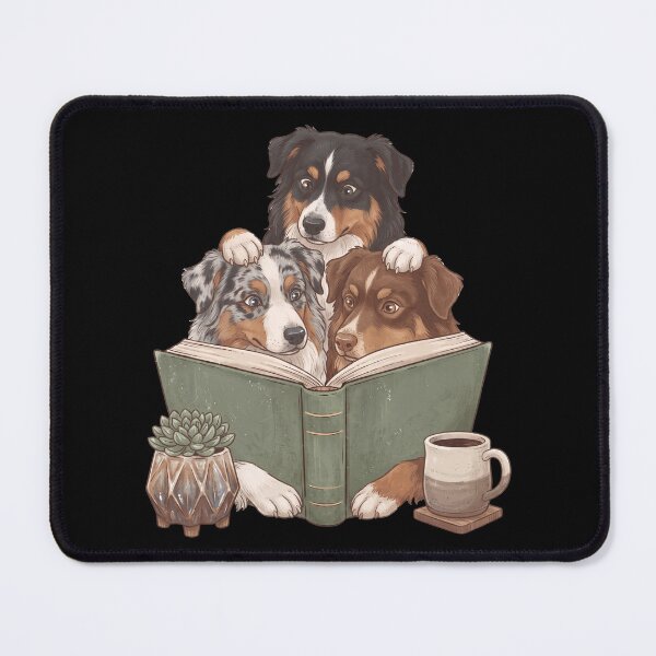 Item preview, Vintage Australian Shepherd Reading Book Funny Dog Lover designed and sold by dian-rody-crest.