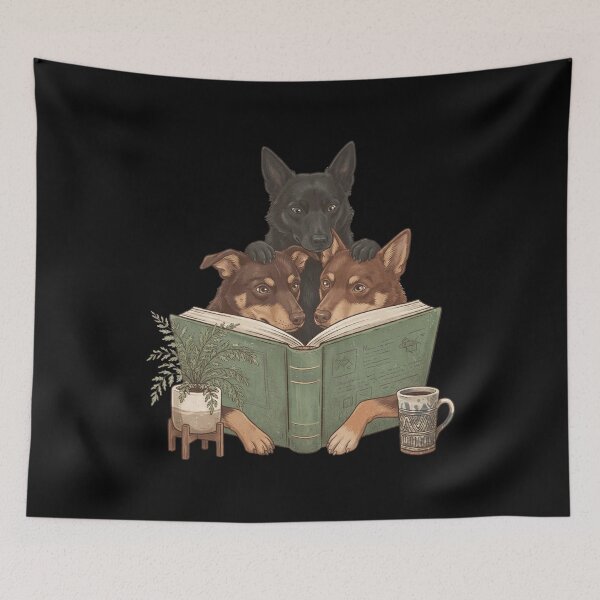 Item preview, Vintage Australian Kelpie Reading Book Funny Dog Lover designed and sold by dian-rody-crest.