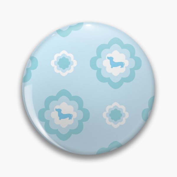Item preview, Delightful Dachshunds in blue flower pattern designed and sold by Quiet Waters Design.