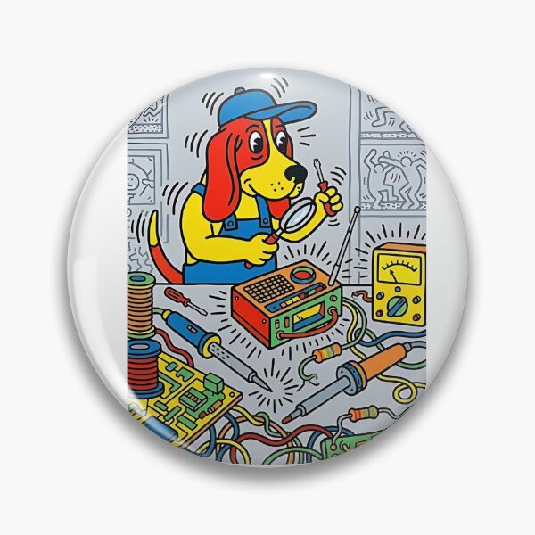 Item preview, Basset Hound Vintage Radio Repair designed and sold by PictoVibe.