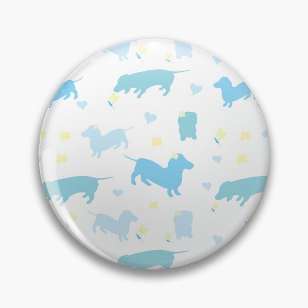 Item preview, Delightful Dachshunds in flower field blue designed and sold by Quiet Waters Design.