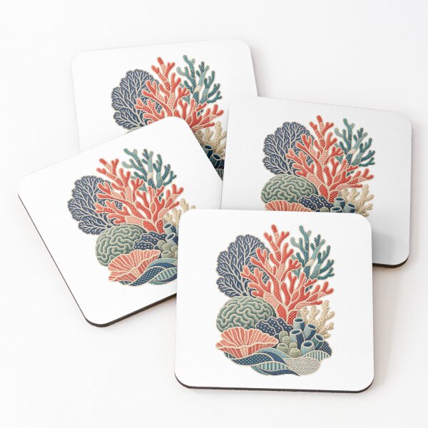 Item preview, Coral Reef Patchwork Textile Art designed and sold by KenworksDigital.