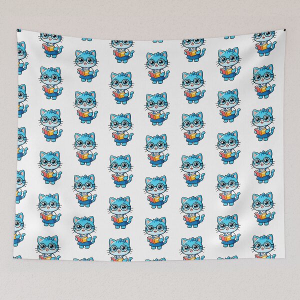 Item preview, Smart Blue Bookworm Cat designed and sold by Raloel Art.