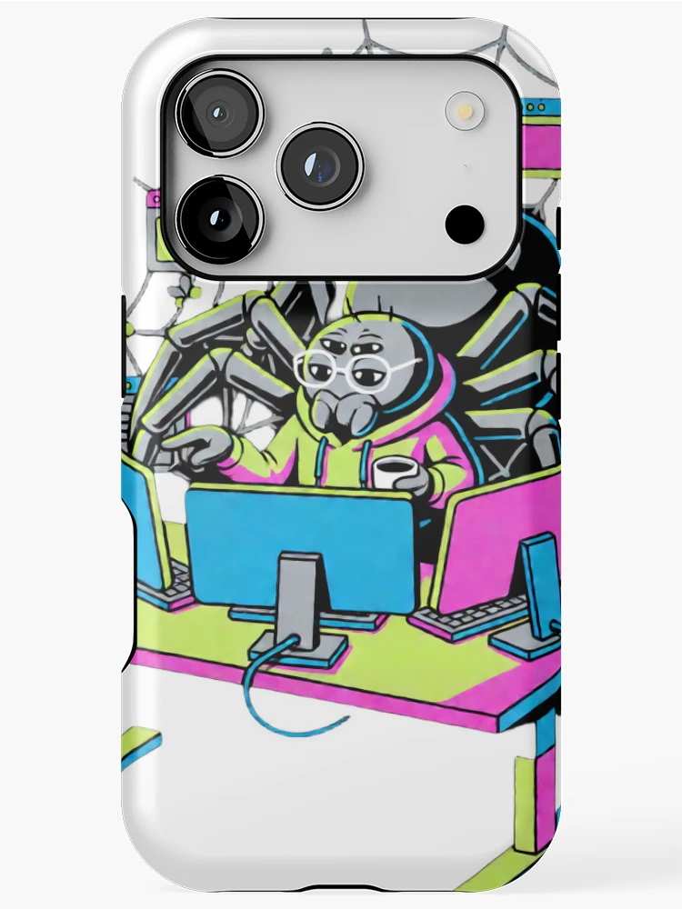 Thumbnail 1 of 4, iPhone Case, Spider Web Developer Coding Computer Cartoon designed and sold by Mia's Menagerie.