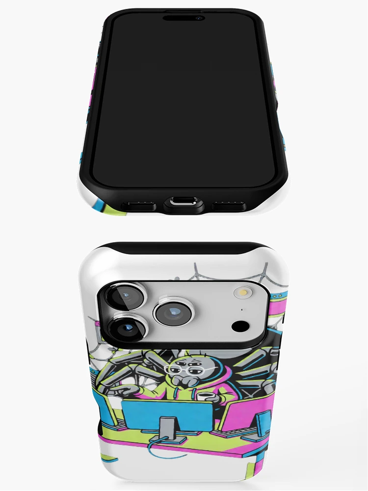 Thumbnail 3 of 4, iPhone Case, Spider Web Developer Coding Computer Cartoon designed and sold by Mia's Menagerie.