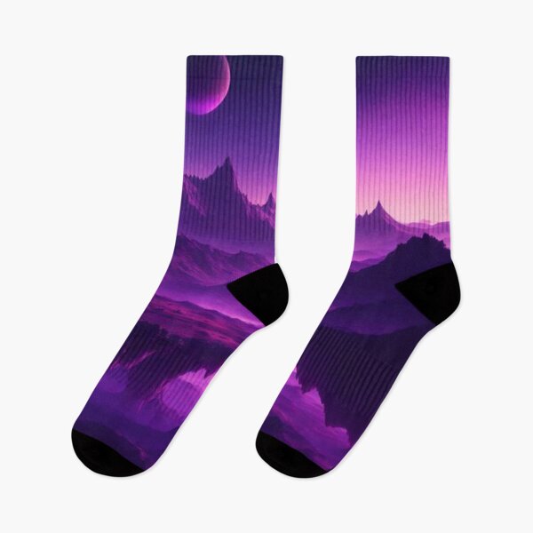 Item preview, Purple Mountain Lake Beneath a Crescent Moon designed and sold by radhakidesign.