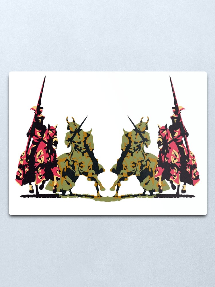Alternate view of four noble knights on horseback with lance and sword Metal Print