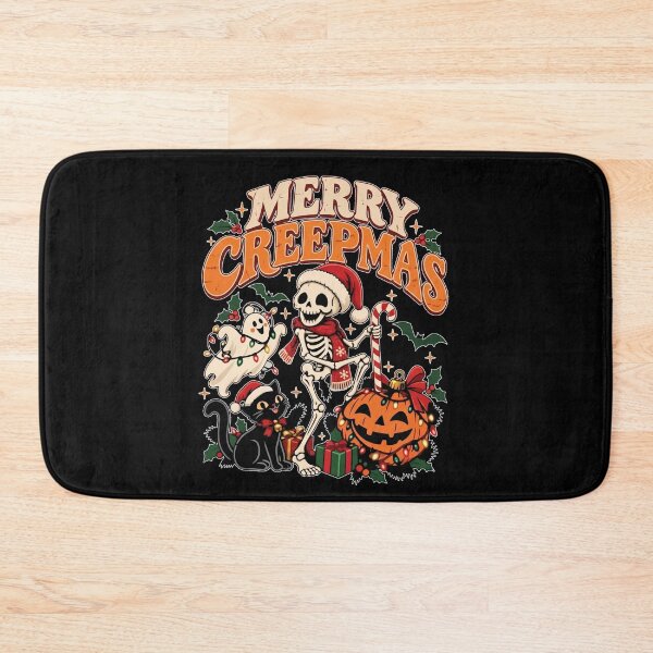 Item preview, Merry Creepmas Skeleton Ghost and Black Cat designed and sold by BalouEdison.