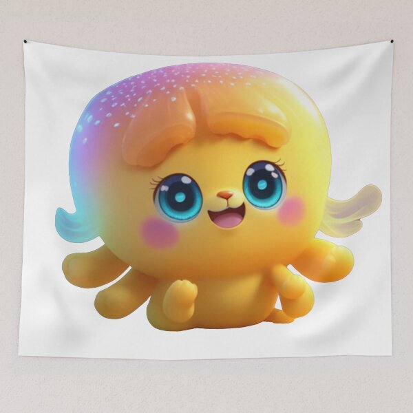 Item preview, Yellow Fantasy Creature with Big Blue Eyes designed and sold by radhakidesign.