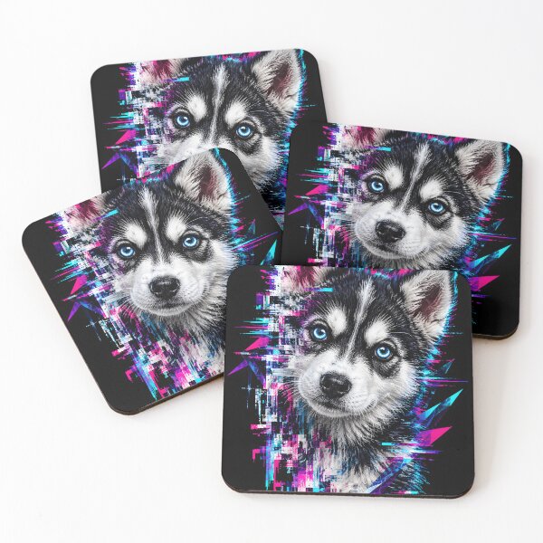 Item preview, GCR1 Digital Wild Husky Puppy Art – Cyber Glitch Dog Portrait designed and sold by GCR1.