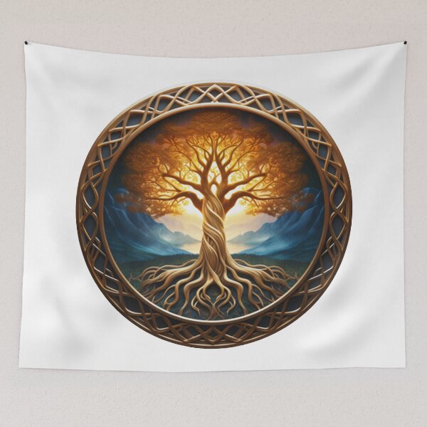 Item preview, Golden Tree Within an Interlaced Circular Border designed and sold by radhakidesign.