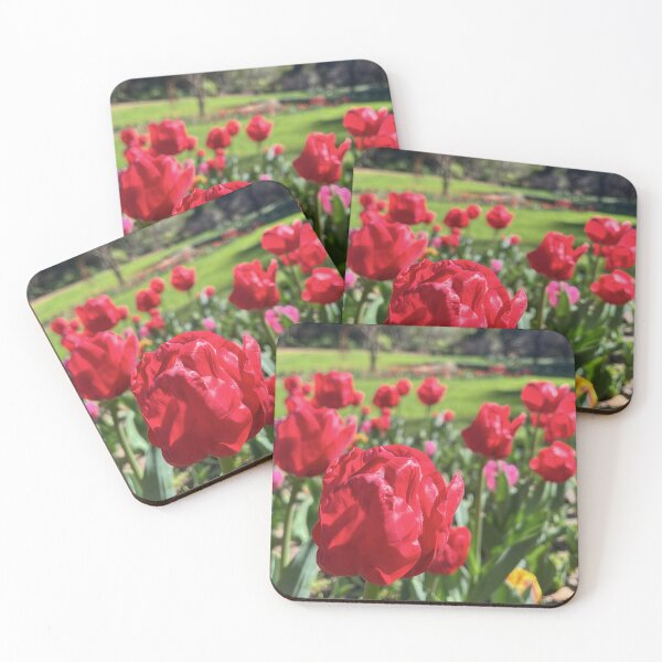 Item preview, Vibrant Red Tulips Blooming in a Sunny Spring Garden designed and sold by Be Captured by Brittany Emma.