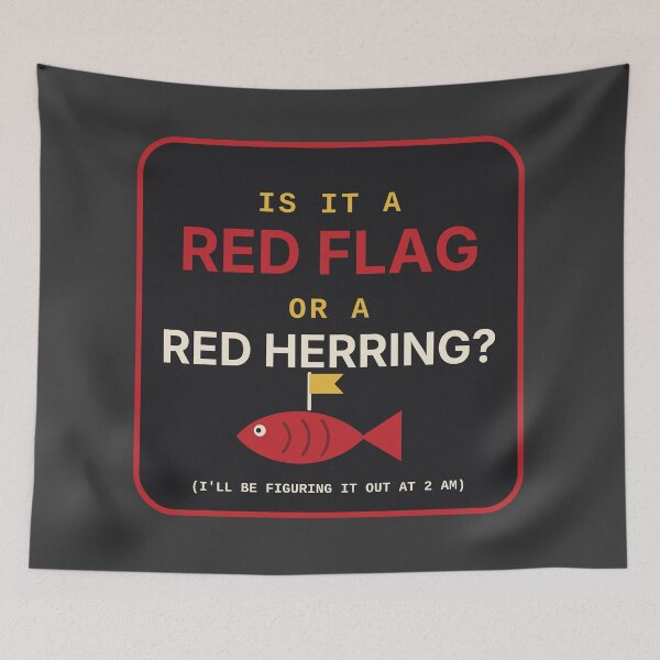Item preview, Red Flag or Red Herring? True Crime Humor designed and sold by Shrouded Unraveled.