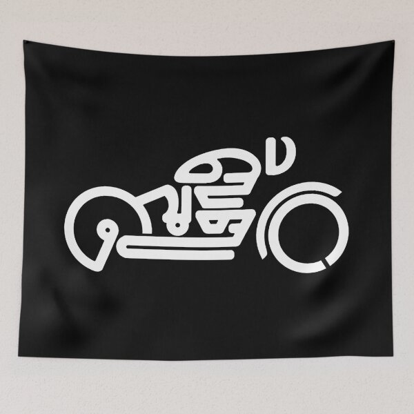 Item preview, White Motorcycle Motif on a Black Background designed and sold by radhakidesign.