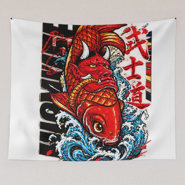 Item preview, Japanese Koi Fish & Red Oni Mask designed and sold by CecilRowell.