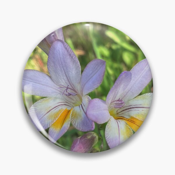 Item preview, Delicate Lavender Freesia Flowers with Yellow Centres in Green Garden designed and sold by Be Captured by Brittany Emma.